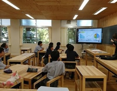 中学校の数学科探求授業で統計出前講座を行いました。