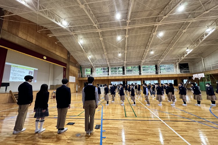 今年度初めての生徒集会 九州文化学園小学校・九州文化学園中学校